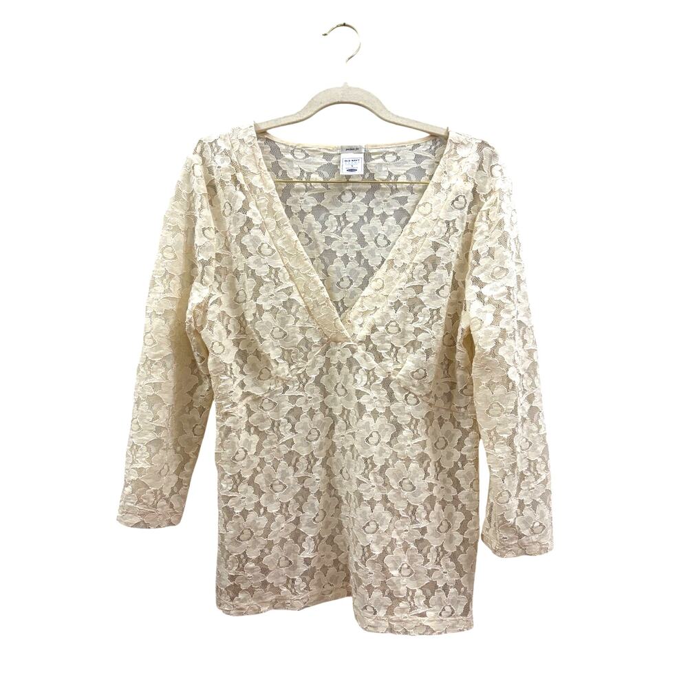 Old Navy Cream Lace V-Neck Chemise